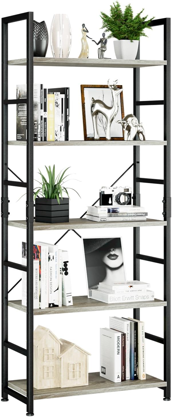 Industrial Style 5-Tier Bookshelf - Hình 16