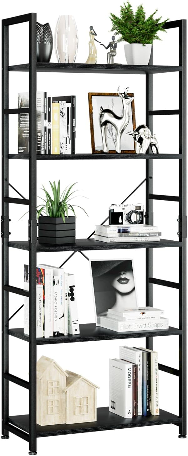 Industrial Style 5-Tier Bookshelf - Hình 8