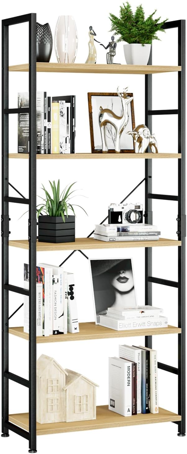 Industrial Style 5-Tier Bookshelf - Hình 14