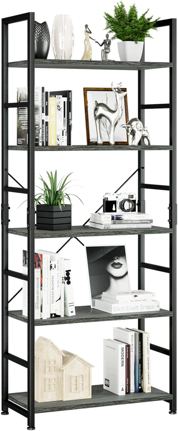 Industrial Style 5-Tier Bookshelf - Hình 15