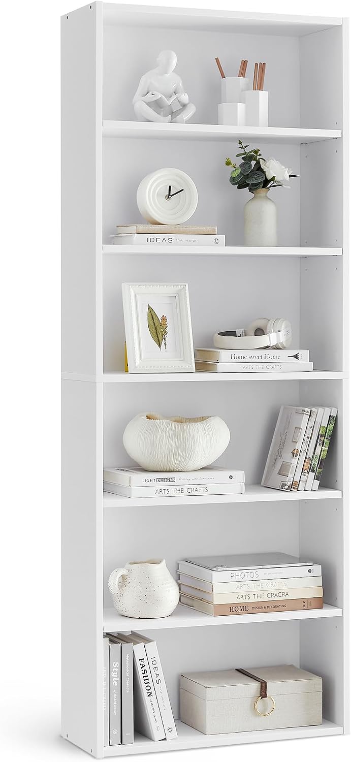 VASAGLE CUSTOS Collection - Bookshelf, 6-Tier Bookcase, Book Shelf, Open Storage Shelf, 9.4 x 23.6 x 63.3 Inches, for Living Room, Home Office, Dinning Room, Cloud White ULBC166T14 VASAGLE CUSTOS Collection - Bookshelf, 6-Tier Bookcase, Book Shelf, Open Storage Shelf, 9.4 x 23.6 x 63.3 Inches, for Living Room, Home Office, Dinning Room, Cloud White ULBC166T14 - Image 1